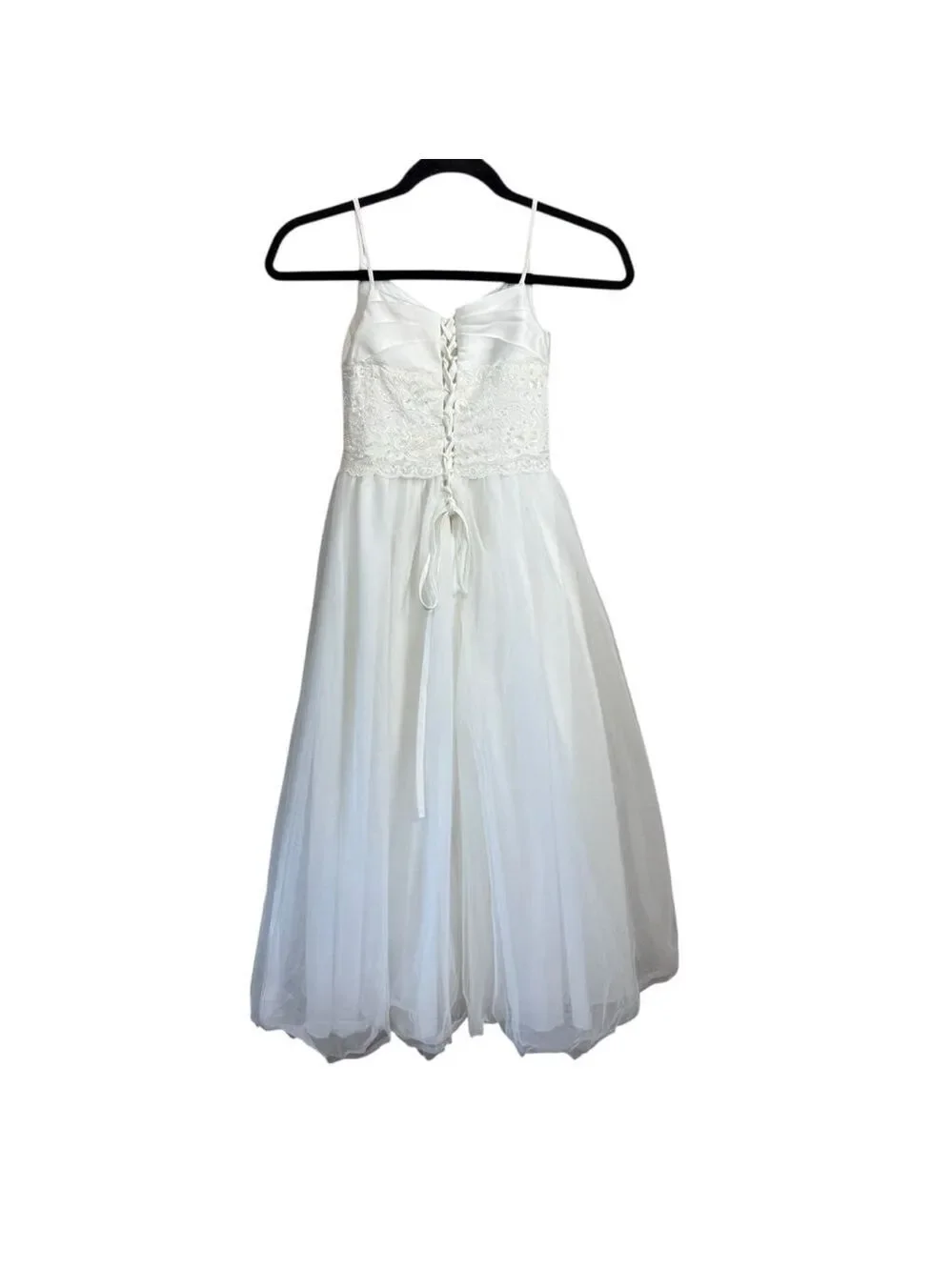 Mary's Bridals Flower Girl Dress White Lace Up Back Size 6